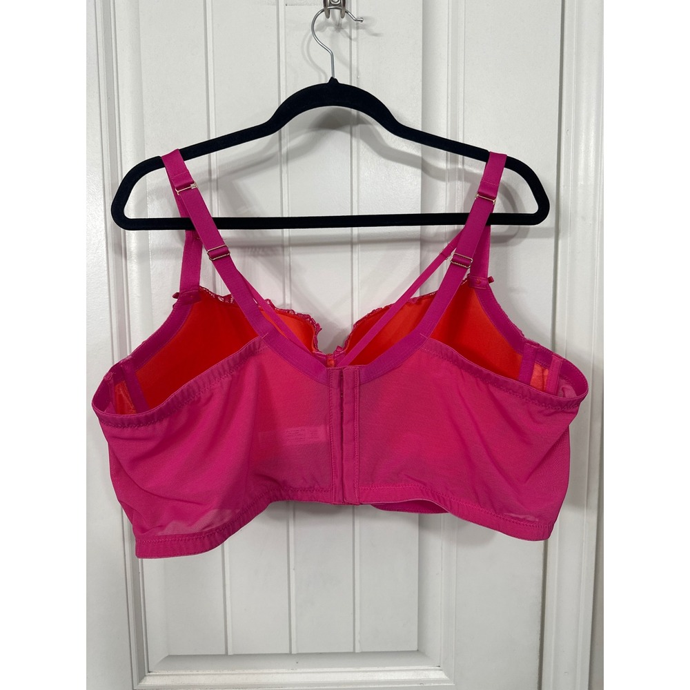 Cacique Pink Orange Floral Lace Longline Boost Balconette Bra 46C Underwire - Picture 8 of 11